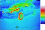Termograficzne zdjęcie Citroena C4 1.6 HDI tuż po zakończeniu jazdy.