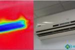Zdjęcie wizyjne i termogram pochodzące z audytu termowizyjnego zakładu przemysłowego. Kontrola działania klimatyzatora York (system split jednostka ścienna).