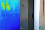 Wizyjne i termowizyjne zdjęcie wykonane podczas audytu termograficznego w zakładzie przemysłowym obrazujące nieszczelności obudowy kotła.