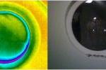 Termogram okna okrągłego doskonale ilustrujący radiacyjny wpływ nieboskłonu widoczny na metalowych listwach dystansowych.